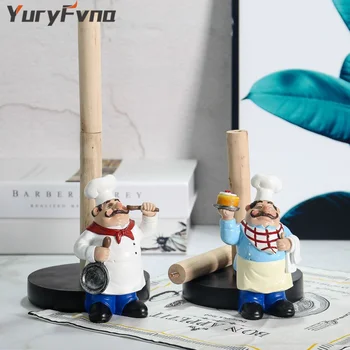 YuryFvna Rășină Chef Dublu-Strat Suport Prosop De Hârtie Figurine Creative Acasă Cake Shop Restaurant Meserii Decor Ornament