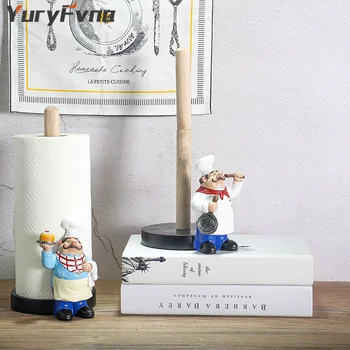 YuryFvna Rășină Chef Dublu-Strat Suport Prosop De Hârtie Figurine Creative Acasă Cake Shop Restaurant Meserii Decor Ornament