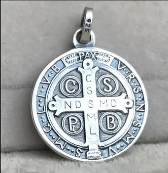 S925 argint exorcizare St. Benedict bărbați și femei pandantiv amuleta