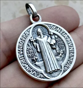 S925 argint exorcizare St. Benedict bărbați și femei pandantiv amuleta
