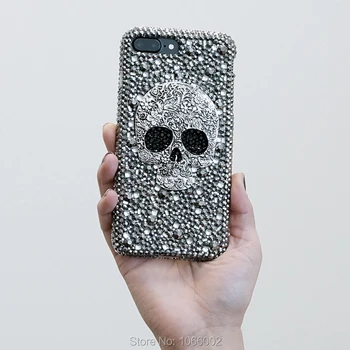 Cool 3D de Metal Craniu Schelet Punk Bling Cazuri pentru Samsung galaxy S9 S10 S20 S21 Plus Nota 10 Lite 10+ 20 Ultra 9 Cristal Fundas