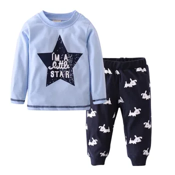 2020 Toamna stil Baby Boy Haine de Bumbac cu maneci Lungi Moda Desene animate Stele tricou+ Pantaloni Casual 2 Buc Set de Îmbrăcăminte pentru Sugari