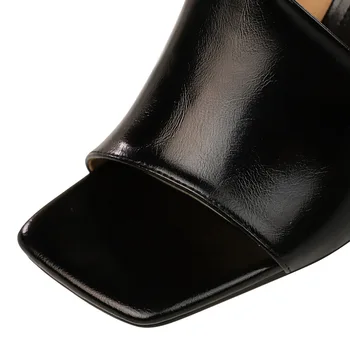 2020 Femei 8.5 cm Tocuri inalte Catâri Galben Diapozitive Doamna Gros Bloc Tocuri de Argint Papuci de Vara Sexy de Lux Peep Toe Platforma Pantofi