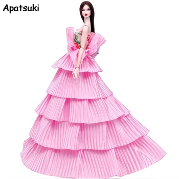 Florale Plisata Roz Papusa de Moda Haine Pentru Papusa Barbie Costume Rochie Tort de Nunta Rochii Pentru 1/6 BJD Papusa Jucării Pentru Copii
