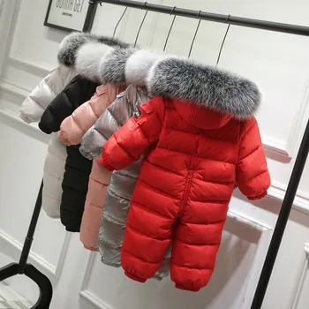 Copil nou-născut în jos jacheta baiat fata jos Salopeta - 30 de grade iarna costum de schi costum gros guler de blană naturală