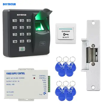 DIYSECUR de Amprente Biometric RFID 125KHz Parola Tastatura Ușa Sistem de Control Acces Kit + Strike de Blocare