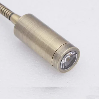 220v LED Flexibil Gooseneck Lectură de Perete de Lumină Noptiera Rotație Brațul Comutator Tulpină Lampă de Aur/Argint Aluminiu 3w Alb Cald