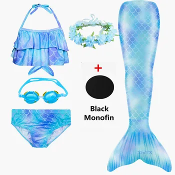 Fetele de Înot Sirena Cozi cu/fără Monofin Fin Carnivel Costum Copii Lovești Costum de costume de Baie Costum de Sirenă Ariel Mermaid Tail