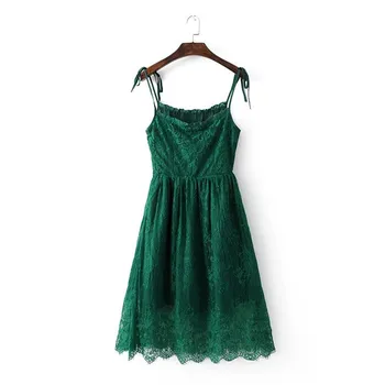 Lanbaiyijia brand de Moda pentru Femei Rochie Verde dantela Sexy talie Mare Spaghete Curea rochii fără Mâneci rochie de vara femei S M L
