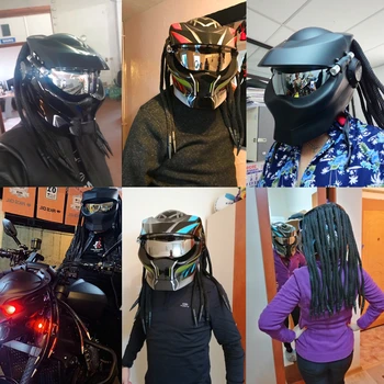 SOMAN Rece Prădător Casca DOT Aprobat Barbati Retro Moto Casca Predator Personalizat Fata Complet Căști de Motocicletă Panglica Neagra Cascos
