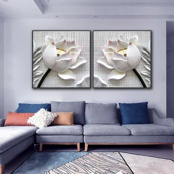 Marmura lotus panza pictura stil de Relief picturi Decorative pentru pat cameră decor de perete de imprimare imagine fara rama