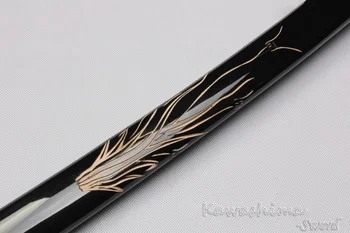 Japoneze Katana Real Steel 1045 din Oțel carbon Full Tang Teacă de Lemn Gravate Orhidee - arte Martiale-Decorative Sabie