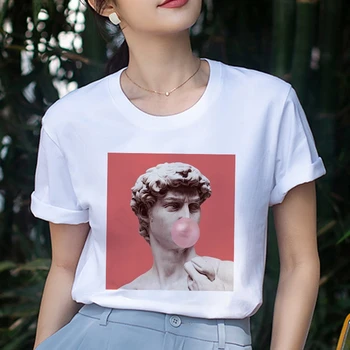 Femei tricou alb de Moda David Michelangelo suflare bule de Imprimare Femeie T-Shirt de Vară Harajuku Maneca Scurta Tricou Casual