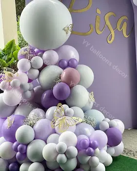 INS Global Metalice Violet DIY Balon Ghirlanda Arc Violet Gri Baloane din Latex Baby shower Petrecerea de Nunta Decor Decor