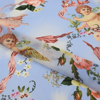 2018 NOUA moda aripi de Înger pictură digitală tesatura de sifon rochie de vara tricou telas por metrourile de ț ua metri vestidos DIY