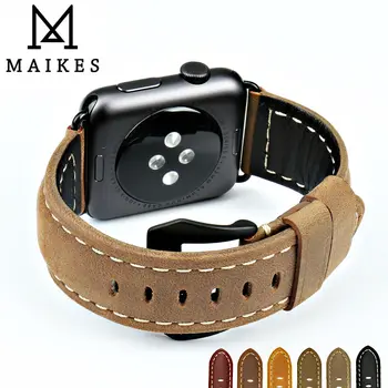 MAIKES New vintage din piele watchbands pentru iwatch bratara Apple watch band 44mm 40mm 42mm 38mm seria 4 3 2 1 curea de ceas