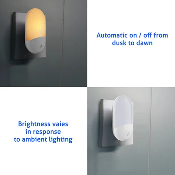 LED Lumina de Noapte Plug-In Smart Senzor de Lumină Lampă de Noapte Dusk-to-Dawn Senzor de economisire a Energiei LED Lumini de Noapte Dormitor Culoar de încălzire a Lămpii