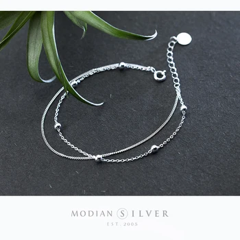 Modian Moda Simplu Margele Linie De Bratari De Lanț Pentru Femei Argint 925 Clasic Brățară Bijuterii De Argint S925