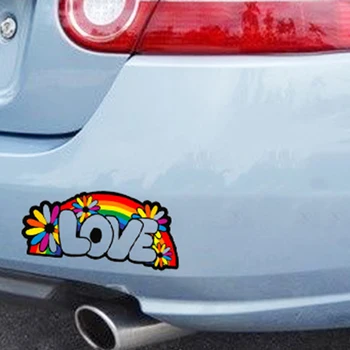 Dragostea Rainbow Hippie Hippie Flori Fată De Vinil Autocolant Masina Barei De Protecție Decal Decora Accesorii Personalizate De Styling Auto Autocolant Auto