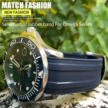 Silicon de înaltă Calitate Fluorous Cauciuc Watchband 19mm 20mm 21mm se Potrivesc pentru Omega Seamaster 300 Impermeabil Curea de Ceas Instrumente Gratuite
