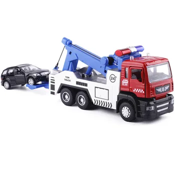Aliaj De Camion De Remorcare Set #5009-1 (1 Camion Plus 1 Masina Mai Mica) Die-Cast Cap W/Lumini Și Sunet Vehicule De Oraș Mutiple Alegere