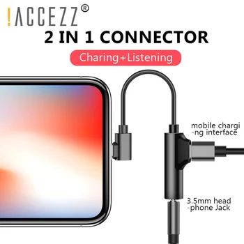 !ACCEZZ 2 in 1, 3.5 mm Responsabil de Ascultare Adaptor Pentru iphone X XS MAX XR 6 7 6s 8 Plus 10 Jack AUX Căști Conector Splitter Cablu