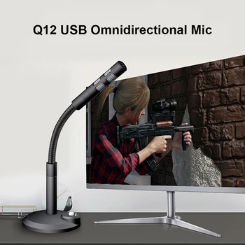 Q12 USB de Birou Microfon Gooseneck Omnidirectional cu Condensator Microfon cu Stativ pentru Desktop PC Laptop Calculator
