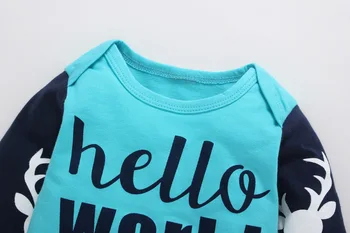 Băiețelul haine de fete 3 piese costum Hello world imprimate T-shirt + Cerb printTrousers+ Palarie baiat Copii îmbrăcăminte pentru Copii seturi