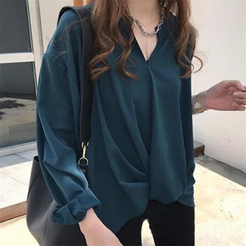 Femei Șifon Bluza Cu Maneca Lunga Camasi Femei De Moda V Gât Tricou Femei Topuri Si Bluze 2020 Plus Dimensiunea Femei Neregulate Topuri
