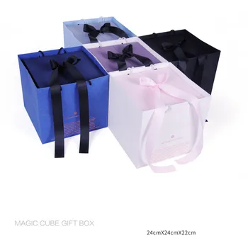 Jucărie de pluș Iepure Magic Cube Flori Cutie Surpriza Nunta Romantica/Absolvire/Ziua Îndrăgostiților Cadou pentru Soția prietena mi cer Scuze