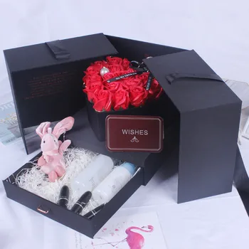 Jucărie de pluș Iepure Magic Cube Flori Cutie Surpriza Nunta Romantica/Absolvire/Ziua Îndrăgostiților Cadou pentru Soția prietena mi cer Scuze