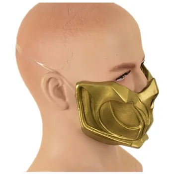 Joc Mortal Kombat SCORPION Cosplay Masca de Aur Jumătate față Mască de Latex Femei Bărbați Petrecere de Halloween Masca