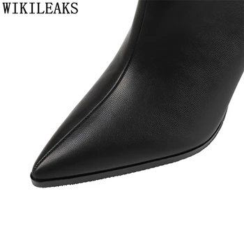 Glezna Cizme Pentru Femei Cizme Din Piele Femei Pantofi De Iarna De Moda Extreme Tocuri Inalte Sexy Pantofi Cizme Negre Femei Pe Tocuri Ascuțite Toe