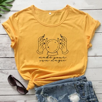 Face Propria Magie tricou Vintage Witchy glob de Cristal Top Tricou Amuzant Femei Maneci Scurte Citat Pozitiv Tricou Camiseta