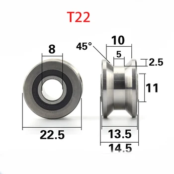 5pcs/lot CNC TU22 8mm V / U pulley groove rulmenți T22 8*22.5*14.5*13.5 mm V groove roată role rulmenti T-U-22