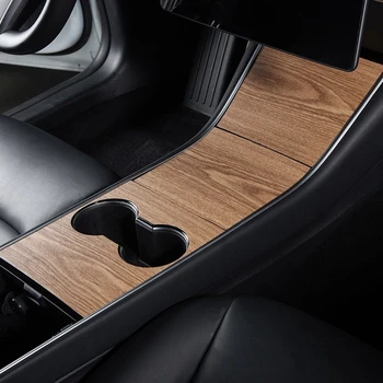 Interior masina protrctive patch pentru Tesla Model 3/Model Y 2017-2020 textura de lemn panou de control central acoperi