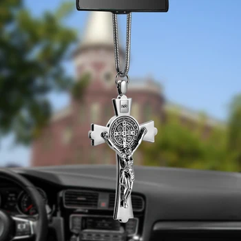 Masina Pandantiv Aliaj De Zinc Isus Cruce Religia Creștină Isus Crucifix Figurina Agatat Ornament Pentru Interior Auto Oglinda Retrovizoare