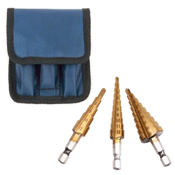 3pcs HSS Oțel Titan Pas burghie Pas Con Instrumente de Tăiere din Oțel de prelucrare a Lemnului Lemn Metal Foraj Set de 3-12mm 4-12mm 4-20mm
