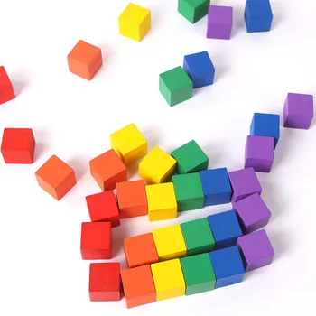 50PCS Colorate din Lemn Cub Bloc Jucării Pentru Copiii Montessori Forma de Culoare Cunosc de Învățare Educative Jucarii Cadou pentru Copii