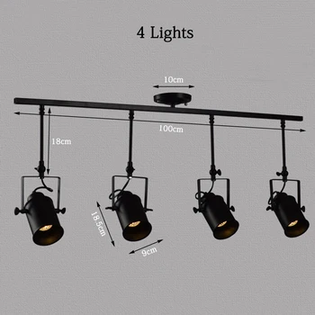 Noul Negru Loft Industrial Lumini Pandantiv Lampă Led Track Lights Epocă Spoturi Led pentru Bucatarie si Sufragerie, Bar-Transport Gratuit
