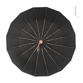 16 K super windproof femei umbrelă de ploaie moda retro maner din lemn de culoare solidă de dimensiuni mari afaceri vânt puternic umbrela