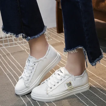 Nouă Femei Pantofi Plat Agrement Student Confortabil Respirabil Mocasini Jos Casual Jean Pantofi De Panza Femeie Albastru Strada Adidași