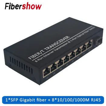 Gigabit switch-uri Ethernet 10/100/1000M 8 RJ45, 1 port Sfp Fiber Optic Media Converter FTTH