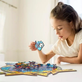 Puzzle din lemn Puzzle-uri Pentru Adulți Unica Forma de Piese de Puzzle pentru Copii DIY din Lemn cel Mai bun Cadou pentru Copii cel Mai bun Cadou de Crăciun Puzzle