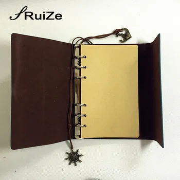 RuiZe piele faux journal notebook A6 gol hârtie kraft carte notă de jurnal 6 inel binder călător notebook-uri husă moale