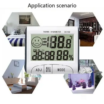 Mini LCD Digital de Interior Termometru Higrometru Temperatura Umiditate Metru Ceas de Birou DC102 Cu Stand Magnetic