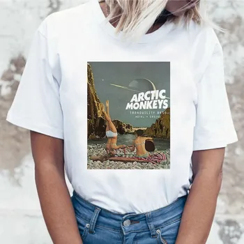2019 Topuri de Vara Arctic Monkeys Tricou Alb Femei, cu Maneci Scurte O gât T cămașă Femei Punk Rock Scrisoare de Imprimare Tricou Femme