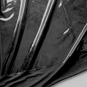 Negru Oglinda suprafata Stretch spandex Lucios Faux din Piele PU material textil pentru haine pantaloni scurți, fusta DIY Face