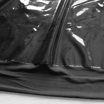 Negru Oglinda suprafata Stretch spandex Lucios Faux din Piele PU material textil pentru haine pantaloni scurți, fusta DIY Face