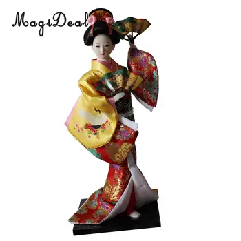 12 țoli Epocă Kimono Japonez Geisha Papusa Figura în Haine Galbene Decor Acasă